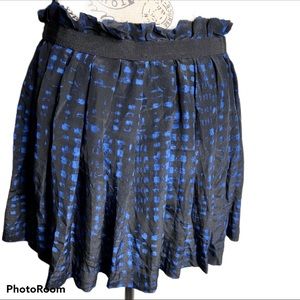 Etoile Isabel Marant Silk Black Blue Grid Skirt 2